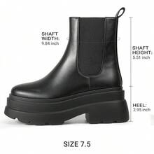 KaroNairy 3 Inch Black Platform Ankle Boots Round Toe Non Slip Work Chelsea Booties For WomenChristmas - 漆黑 - 查看 3