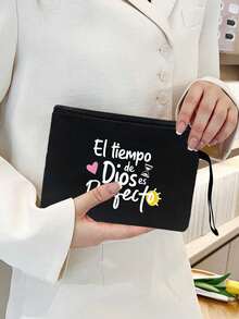 2pcs Black Linen Set With Handle Rope, Colorful Letter Print Pattern, Personalized Gift Suitable For Wedding Anniversary And Friend's Birthday; Women's Fashion Canvas Tote Bag With Button, Thick Linen Bag, Essential For Shopping; Portable Full-Size Work Bag, Suitable For Work, Shopping, Shoulder Carry, Unisex, Perfect Gift, Daily Necessity, Christmas Gift, Ideal Birthday/Christmas/Anniversary Present, Small Gift Exchange