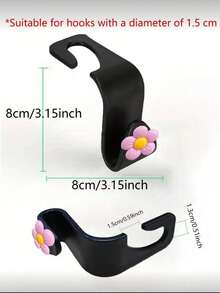 AD 2pcs Hidden Flower Car Seat Back Hooks, Multi-Functional Creative Seat Hangers & Interior Storage Organizers