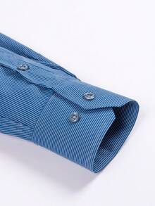 Rand paul Men's Long-Sleeved Dress Shirt With Thin Stripes, Perfect Cut And Soft Fabric - 寶藍色 - 查看 4