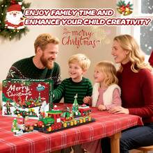 24 set di calendario per il conto alla rovescia di Natale, scatola cieca, blocchi da costruzione da strappare a mano, puzzle fai da te, bambola di Natale, trenino giocattolo a sorpresa, decorazione festiva per bambini per l'Avvento, materiale  e design dettagliato - Rosso - Visualizzare 2