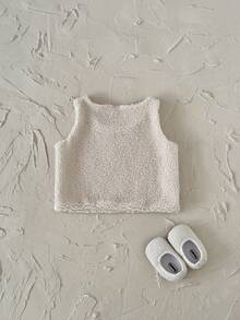 Baby Girls Casual Thermal Lined Thick Vest, Apricot Color, For Autumn/Winter - Apricot - View 9