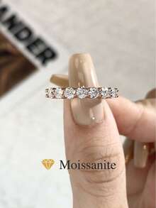 1 pieza Anillo de boda con diamante Moissanite de siete estrellas con engaste, de plata de ley 925, elegante y lujoso anillo de compromiso, anillo de promesa, anillo de aniversario, regalo de joyería para damas, regalo de Navidad - Anillo de moissanita con diamantes de siete estrellas - Ver 4