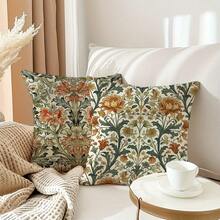 4 Packs Vintage Flower & Bird Throw Pillow Covers - 17.7*17.7 Inches, 2D Digital Single-Side Printing, Machine Washable With Zipper, Suitable For Farmhouse, Porch, Patio & Living Room Decor, Pillow Inserts Not Included - Multicolor - View 5