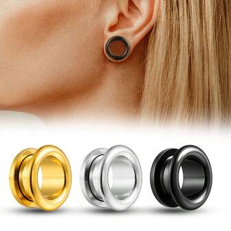 2个316L不锈钢耳塞耳扩，时尚人体穿刺饰品，耳廓扩张器，尺寸8-16mm，日常时尚男女通用