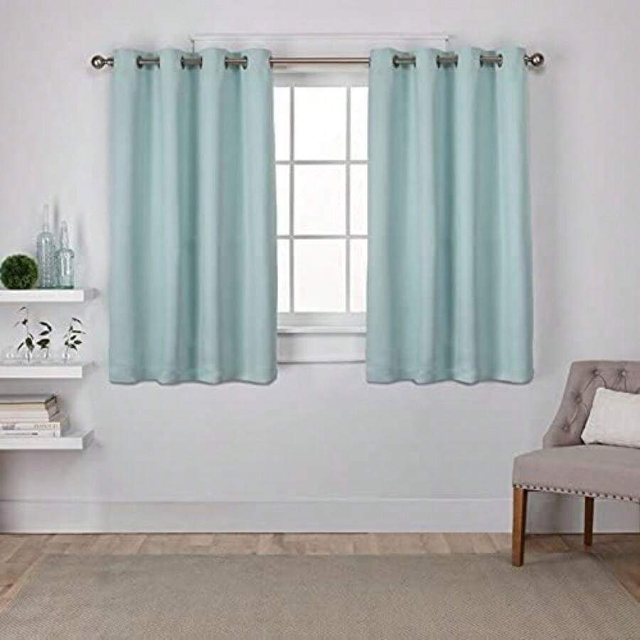 Exclusive Home - Par de Paneles de Cortinas Opacas de Sarga de satén para oscurecer la habitación, 52 x 63 Pulgadas, Color , 2 Piezas(Crema Marina 132.1An x 160Al cm (2 Paneles)) - Multicolor - Ver 1