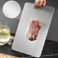 TAIMASI No Mold Cutting Board - Premium 2025 Stainless Steel Double-Sided Chopping Board | Food-Gra-De For Kitchen & Restaurant Use, Perfect For Upcoming US Holidays (Thanksgiving Nov 27, Black Fri-Day Nov 28, Christmas Dec 25) | Durable, Easy To Clean, Space-Saving, Rust-Proof & BPA-Fr-Ee, Food Safety Guaranteed - 銀色 - 查看 5