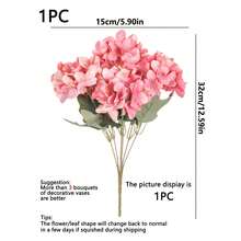 1/80 Bouquet Artificial Hydrangea Flowers, Suitable For Valentine's Day Gift, Birthday Party Decor, Wedding Flower Basket, Bridal Bouquet, Home Decor, Restaurant, Bedroom, Windowsill, Vase Decor, New Year Decor, Outdoor Garden - Hot Pink - View 2