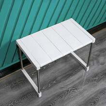 Estante extensible para fregadero de cocina, estantería extensible para armario, disponible en uno o dos niveles, diseño que ahorra espacio, apto para guardar freidoras sin aceite y microondas. - Blanco - Ver 8