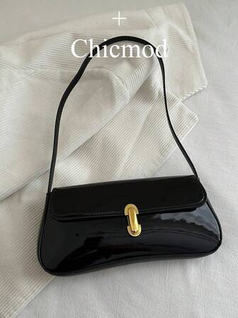 Women's Vintage Faux Oiled Leather Flap Decor One Shoulder Underarm Bag, Suitable For Dating, Outing, Party. Suitable For Shopping, Wallet, Shopping, Young Women, College Students, Newcomers, White-Collar Workers. Very Suitable For Office, College, Work, Business, Commuting, Outdoor Activities, Travel And Outings