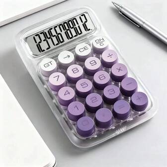 12位大尺寸透明显示屏计算器，多巴胺设计，易按按键，符合人体工学，满足特殊需求，经久耐用，适用于办公室和家庭使用，不含电池，现代透明设计计算器