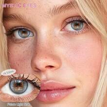 MYSTIC EYES 1副14.5mm彩色隐形眼镜，年抛型软性隐形眼镜，棕色、蓝色、灰色、绿色，美化双眼，舒适日抛型美瞳 - 0 - 查看 10