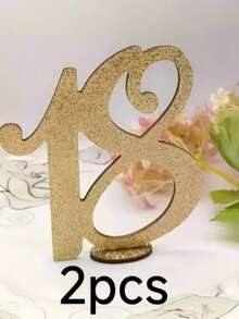 1 pieza Decoración de número de madera con brillo dorado, 18º, 30º, 40º, 50º, 60º, 70º Aniversario, Decoración de sobremesa para Aniversario, Cumpleaños, Boda, Fiesta Temática, Fiesta de Jubilación, Fiesta de Vacaciones, Acción de Gracias, Día de San Valentín, Boda de Otoño, Decoración de Fiesta Temática