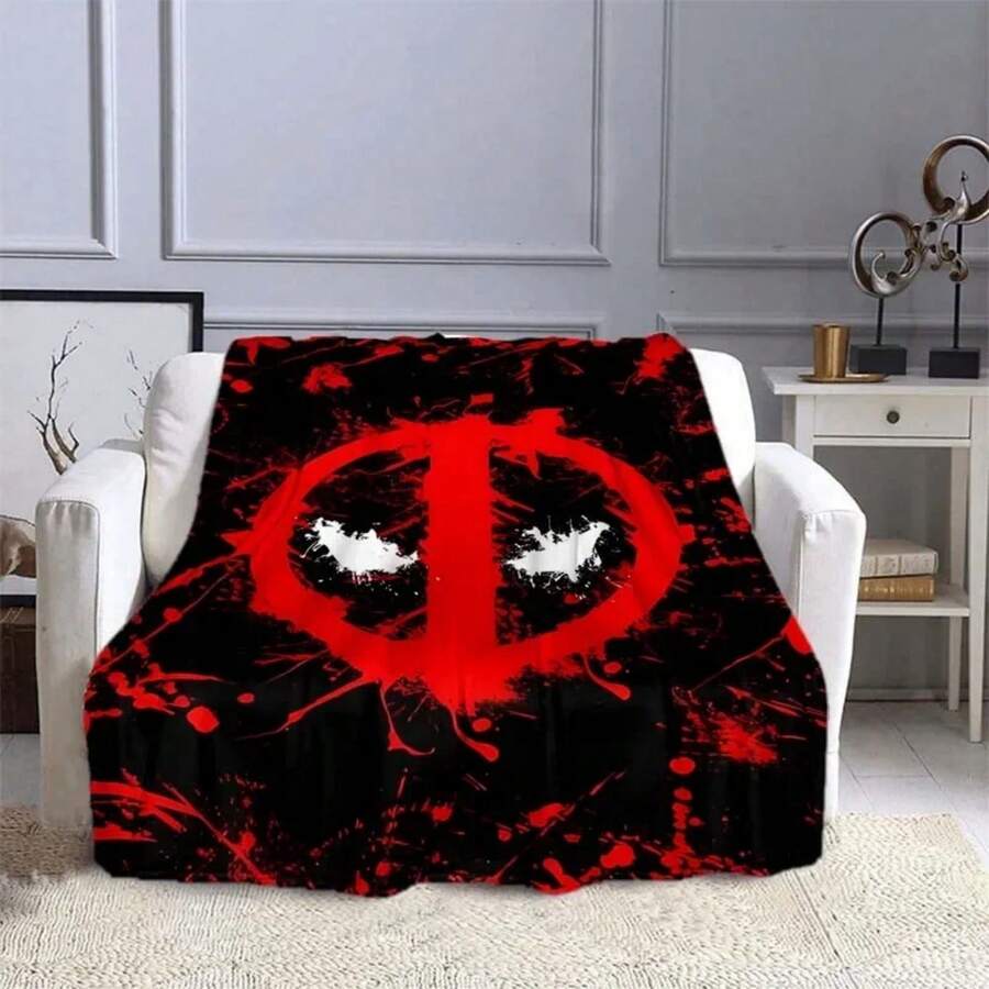 Deadpool Printed Blanket Ren Adult Blanket Soft And Warm Bedding For Bed Sofa Outdoor Travel Cover Blanket#Color_Style B,Size_75X95CM - màu đen - Xem 1