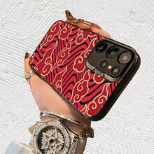 Funda de teléfono nubes rojas doradas Impresión UV para iPhone 11/12/13/14/15/16 Plus/17 Pro Max (Regalos de Navidad seleccionados, regalos por el Día Nacional, regalos por el Día de la Independencia, regalos de San Valentín, regalos de cumpleaños - Negro transparente - Ver 5