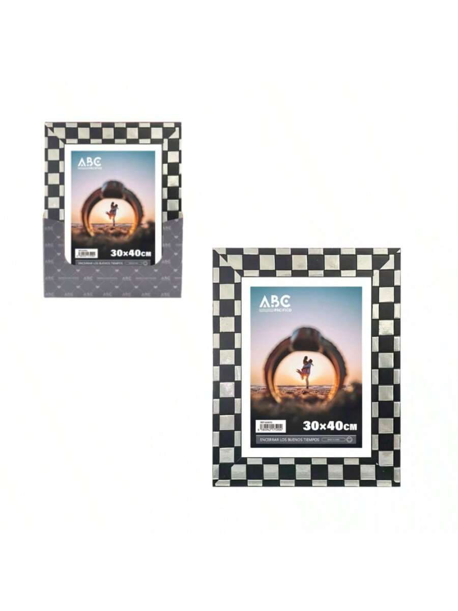 Marco de fotos GH3021 de rejilla negra y plateada