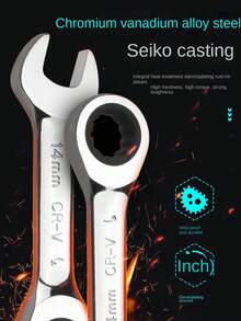 6mm-19mm Short Handle 72-Tooth Ratchet Wrench Socket Set, Nut Repair Tool. Household Short Handle Quick Ratchet Wrench, Mini Combination Open-End & Star Wrench, Bi-Directional Force-Saving Auto Repair Hardware Wrench