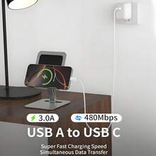 这款 CarPlay 数据线（USB-A 转 USB Type-C）兼容 17/16/15/Pro/Pro Max/Plus，也兼容 iPad、iPad 第十代、Galaxy S25/S24/S23/S22/S21/S20/Ultra/Note 10/S10G 等设备，支持 CarPlay、USB-C 数据线和数据传输。 - 白色 - 查看 4