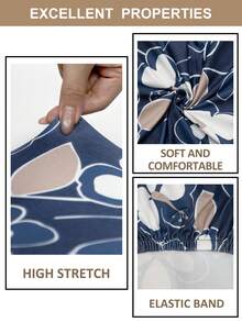 1/4/6pcs Removable Elastic Chair Covers, Polyester Full Wrap, Leaf Floral, Geometric Line Print Dining Chair Slipcovers, Home Decor Hotel Party Restaurant Chair Protector - Multicolor - View 4