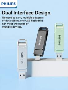 PHILIPS 飞利浦高速多容量U盘，即插即用，节省时间，广泛兼容各种电子设备，让您的生活和工作更加便捷。采用锌合金材质，坚固耐用，伴您更长时间。 - 灰色 - 查看 2