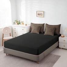 Erosebridal Cheetah Print Comforter Set, Leopard Bedding Set, Animal Texture (Comforter+Fitted+Flat Sheet+2 Pillowcases+2 Throw Pillow Covers) 7 Pieces Bed Set, For Valentine's Day, Christmas Happy New Year Room Decor, Perfect Gift For Birthday Housewarming - 黑色棕色 - 查看 4