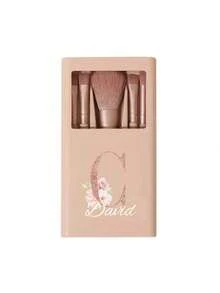 5 pièces/set Ensemble de pinceaux de maquillage portable personnalisable avec miroir, lettres de A à Z, imprimé avec un motif floral simple, ensemble de pinceaux de maquillage en boîte, pinceau de maquillage multifonction avec boîte à miroir, mini stylo de maquillage multifonction, pinceau de fond de teint - multicolore - Voir 16