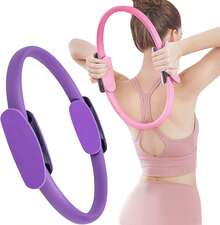 Anillo de Pilates, diámetro 15in/38cm Dual Gripped Fitness Aro de Resistencia Accesorios para Pilates, NBR Antideslizante Suave Confortable Ideal para Yoga - Morado - Ver 1