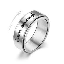 OIDIMS I Am Enough Inspirational Message Rings Minimalist Spinner Fidget Ring Rotate StacFKing Finger Band Stainless Steel Fashion Encouragement Statement Jewelry For Women Men Birthday Xmas Gifts,8 - 8 - Xem 1