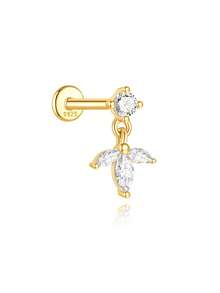 1pc 925 Sterling Silver Flat Back Stud Earrings For Women Hypoallergenic Tragus Helix Cartilage 18K Gold Plated Conch Nose Earring Helix Tragus Piercing Jewelry - Gold - View 17