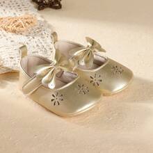 0-1 Year Old Infant Girl Breathable Soft Sole Princess Shoes, Toddler Walking Shoes, Spring/Autumn - Gold - View 9