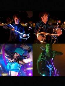 360° LED光纤旋转超亮光学手环发光像素流动玩具，适用于派对、嘉年华和电子音乐节，耐用手柄，像素流动效果，是圣诞节、万圣节、新年、音乐节、派对、酒吧、夜总会和舞蹈表演的完美之选。 - LED多色光發光長鞭 - 查看 5