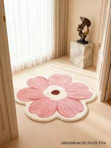 1pc Dopamine Floral Patterned Decorative Carpet, Collapsible, Easy To Clean, Washable. Natural And Comfortable Carpet, Bedside Carpet, Bedroom Carpet, Study Carpet, Living Room Carpet, Home Decor Carpet