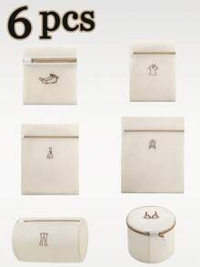 6pcs Deluxe Laundry Bag Set For Delicates - Thick, Double-Layer Protection With Exquisite Embroidery, Zippered Closure, Durable Polyester, Machine Washable Laundry Wash Bag Mesh Laundry Bag - Multicolor - View 11