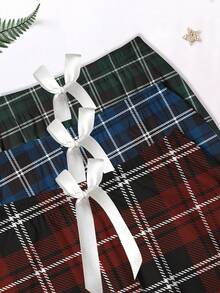 三件套舒适格子印花女士睡裤，休闲风格睡衣裤，多件套，春夏秋季 - 彩色 - 查看 4