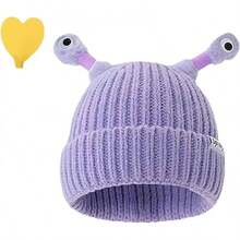 Gorro de monstruo de saturación, gorro de punto de monstruo pequeño brillante y lindo para padres e hijos en invierno, gorro de saturación - Morado - Ver 8