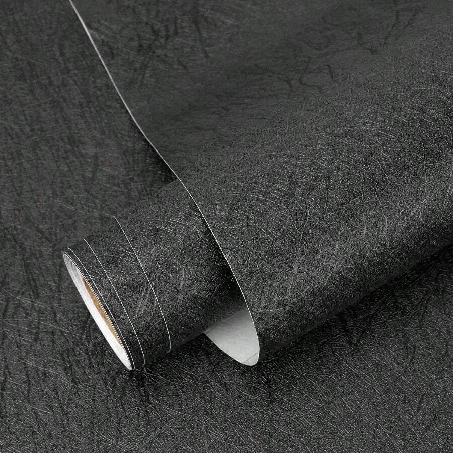 Papel Tapiz Autoadhesivo, Papel de Contacto Impermeable, Mate para Hogar, Cocina, Sala de Estar, Pared con Fondo - 40 x 1000 cm (15,7" x 393,7") + Negro - Ver 1