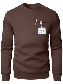 cimmuovere 男士短袖多口袋纯色工作服上衣，护士工作服，牙医保健服，宠物医院，实验室，男士制服，医用制服