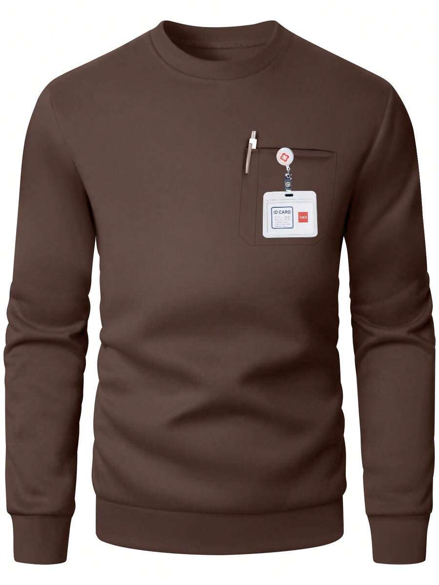 cimmuovere 男士短袖多口袋纯色工作服上衣，护士工作服，牙医保健服，宠物医院，实验室，男士制服，医用制服