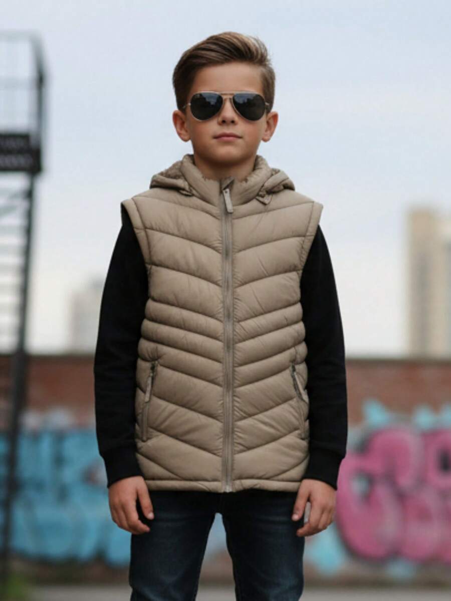 Big City Tween Boys Extended Size Tanks - Beige - View 1