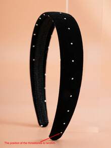 1pc Girls Velvet Rhinestone Headband, Fashionable For Parties Or Everyday Use, Autumn/Winter - Hairband - View 6