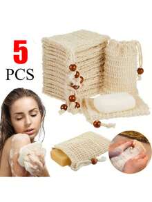 1/3/5 件装，天然丝瓜络去角质皂袋，植物海绵（龙舌兰）制成，可用于浴室按摩和去角质，也可用于家居和浴室装饰、秋季装饰以及返校用品。 - 彩色 - 查看 2