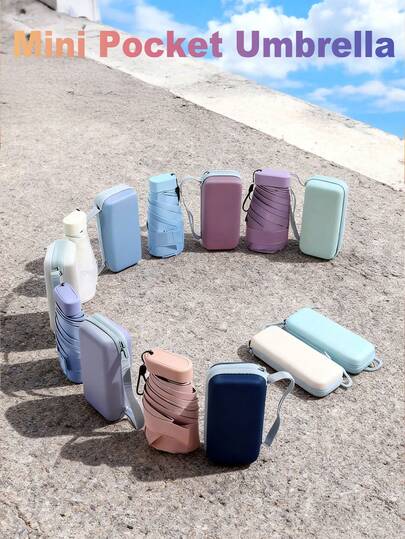 1pc Mini Pocket Umbrella, Compact Umbrella, 5-Fold Umbrella, Dual Use Rainproof & Sunproof, Mini Pocket Waterproof Portable Travel Umbrella, Sunshade Umbrella Women Sunscreen UV Sunscreen Umbrella 2 In 1 Mini Six Fold Ultra Light Compact Portable, Mini Travel Umbrella, Compact Portable Sunny And Rainy Dual Purpose Umbrella