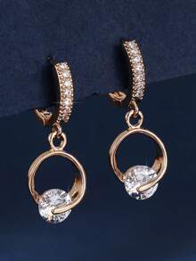 Fashionable Luxury Ins Style Minimalist Cubic Zirconia Inlaid Earrings