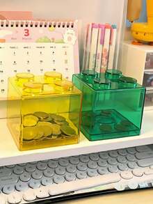 1pc Large Capacity Creative Children's INS Style Transparent Piggy Bank Coin Box, Can Deposit And Withdraw