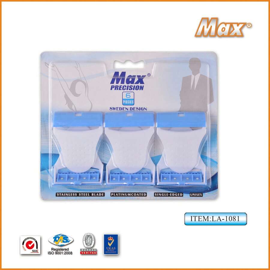 6支/卡 单层瑞典不锈钢脱毛刀，带梳子，适用于去除阴毛、腋毛、腿毛 - 藍色 - 查看 1