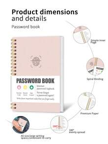 Trees 1/120页简易密码本，A6尺寸，极简高级地址密码管理器，可快速访问网站密码，存储用户名和密码，非常适合家庭办公室互联网电脑登录、学校办公用品，也是送给女性的礼物。