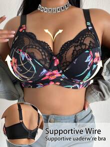 Plus Size Women Fashion Wireless Padded Bra - Black - View 7