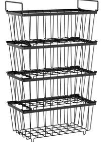 4 PCs /Set Freezer Organizer Bins - Large Stackable Deep,  Easy Get Bottom Foods Without Digging, Chest Freezer Organizer Prevent Frozen Food Waste, Black - màu đen - Xem 10