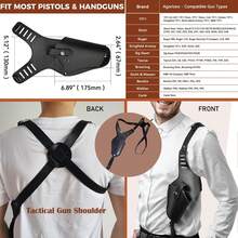 Tactical Leather Underarm Shoulder Holster – Designed For Concealed Carry | Gun Holster Fully Adjustable As 1911, 17/19, Fits Multiple Handgun Models - Black - View 3