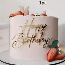 1 件/3 件/6 件/12 件金色亚克力创意生日快乐蛋糕装饰适用于生日派对 DIY 蛋糕甜点烘焙装饰用品（不含皇冠） - 彩色 - 查看 22